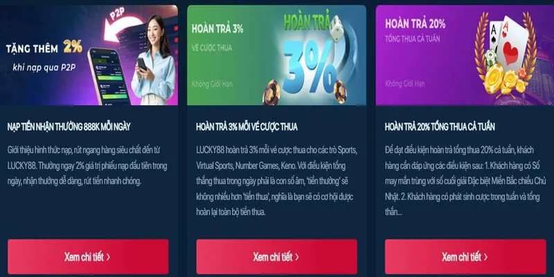 Thưởng nạp lại và các ưu đãi dành cho thành viên VIP